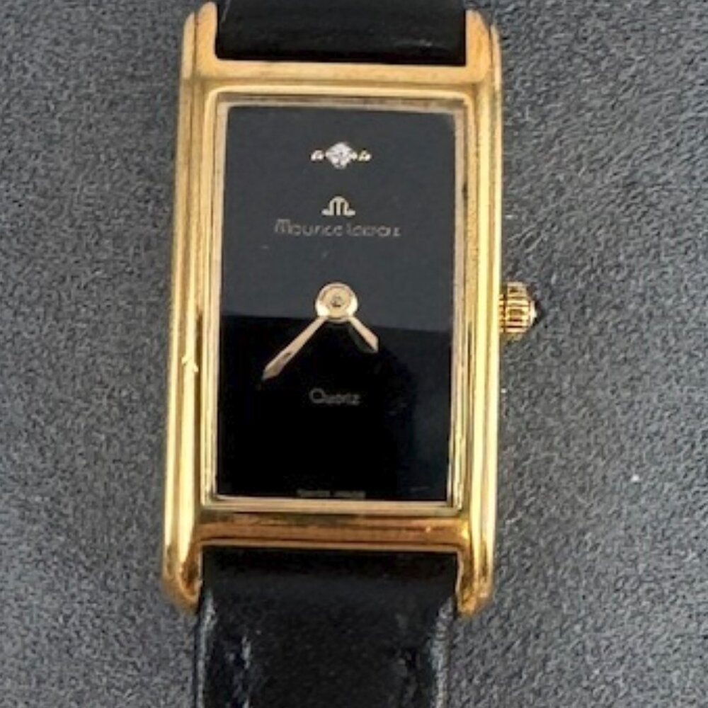 Vintage beautiful rectangular gold-plated quartz Luxury watch by Maurice Locroix